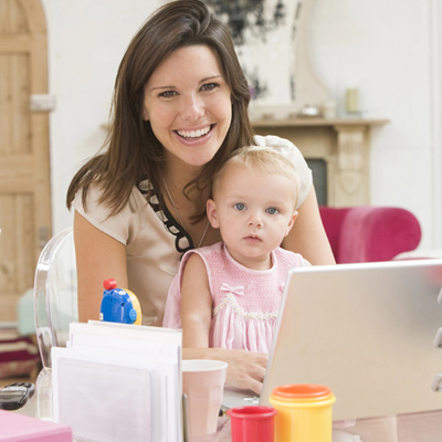 Woman with Children replace this woman fixing plumbing plumbing under sink
